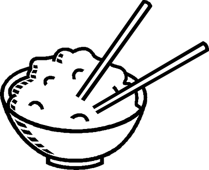 Chopsticks Chinese Food Bowl Rice Chopstic - Rice Clip Art (419x340), Png Download