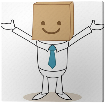 Cuadro En Lienzo Geschäftsmann, Karton, Caja, Cara - Cartoon (400x400), Png Download