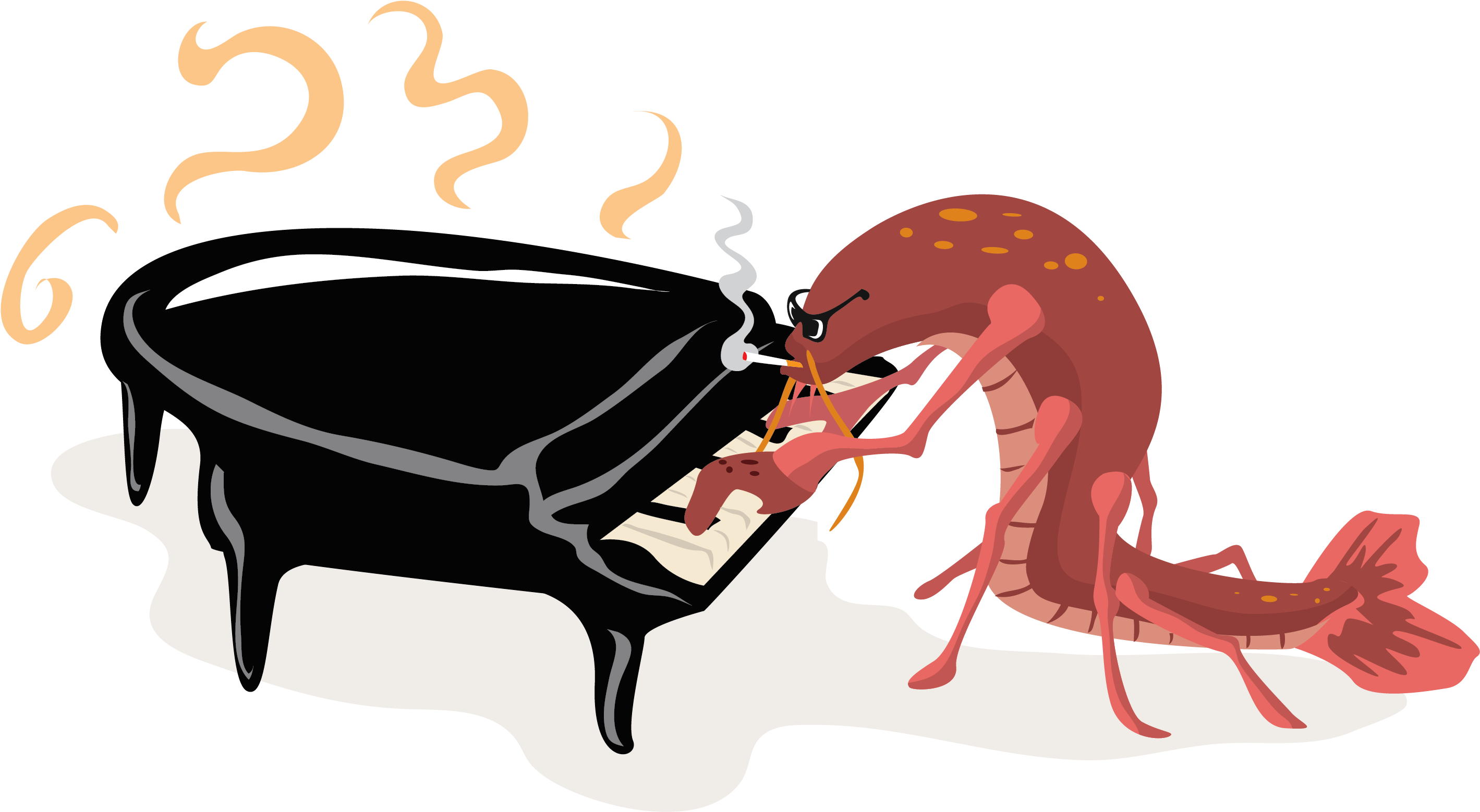 Crawfish Playing Piano Free Vector Clip Art - Clip Art (3027x1749), Png Download
