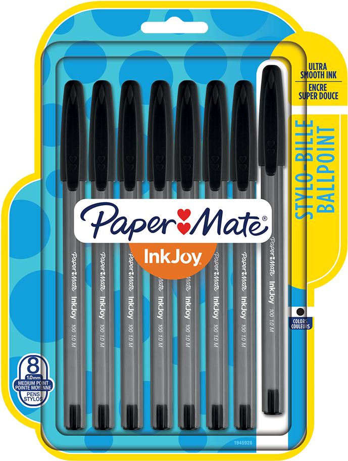 Ultra-smooth Ink Keeps Ideas Flowing - Papermate Inkjoy Pens Black (1000x1000), Png Download