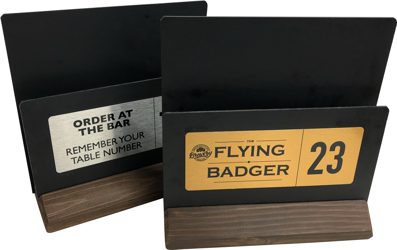 Dark Wood Menu Holder With Gold Or Silver Establishment - Menu (1600x1600), Png Download