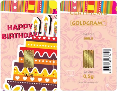 1/2 G Happy Birthday Igr Mint - Happy Birthday Gold Biskit (530x397), Png Download