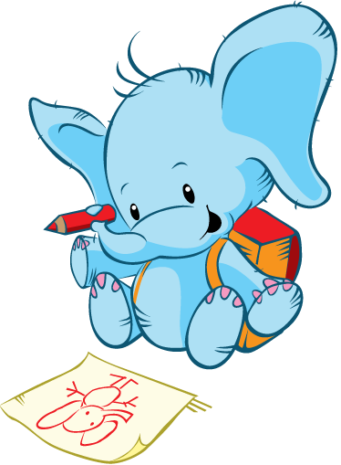 Vinilo Infantil Elefante Estudiante - Elephant Painting Cartoon (374x509), Png Download