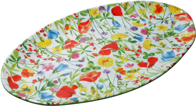 Flores Oval Melamine Serving Platter - Porcelain (500x500), Png Download