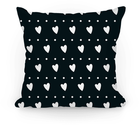 Black And White Hearts And Dots Pattern Pillow - Throw Pillow (484x484), Png Download