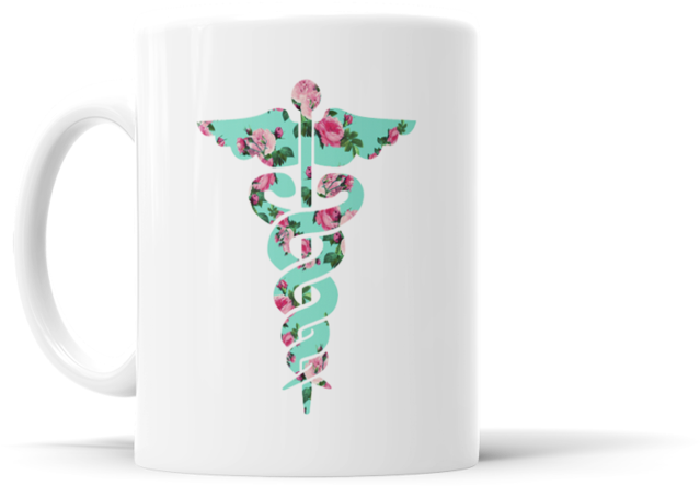 Nurse Floral Silhouette - Coffee Cup (740x740), Png Download