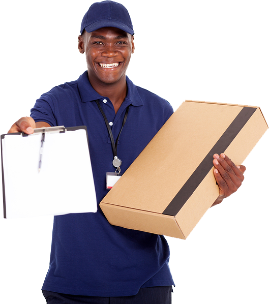 Delivery - African American Delivery Man (529x598), Png Download