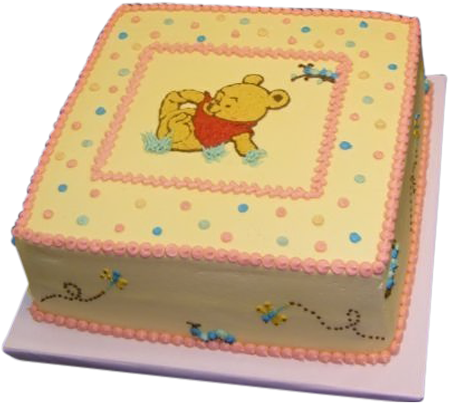 Disney Themed Birthday Cakes - Baby Winnie The Pooh Birthday Cake (500x500), Png Download