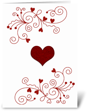 Red Minimalist Heart Greeting Card - Love And Romance Red And White Minimalist Heart Blank (350x396), Png Download