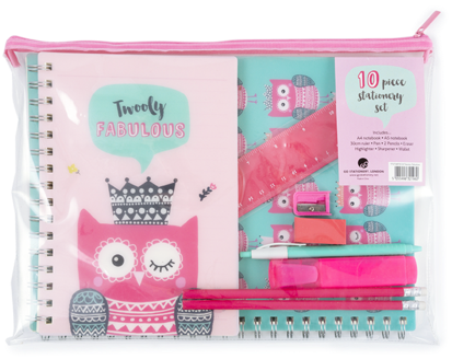 10 Piece Stationery Set - Pink Owls Complete Back To School Stationery Set (480x480), Png Download
