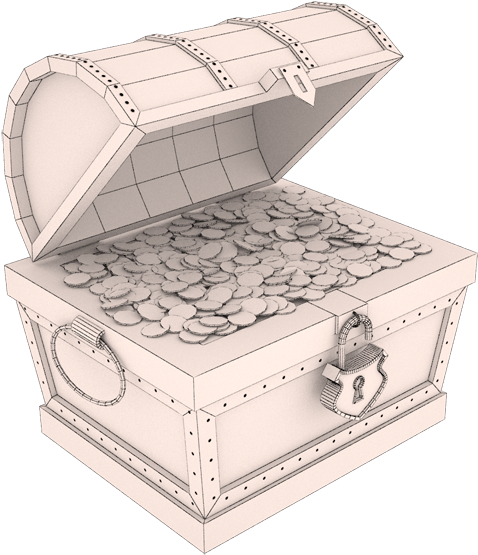Treasure Chest 590 Wireframe 01 590 - 3d Treasure Box Wireframe (590x590), Png Download