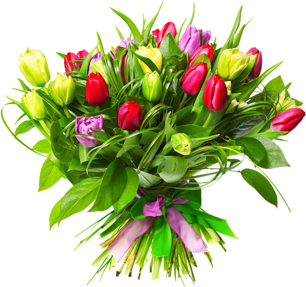 Imágenes De Ramos De Flores - Beautiful Tulip Bouquet Poster 36x24 Inch (650x627), Png Download
