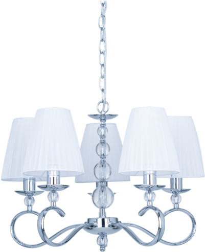 Lampara Serie Alabama Blanco/cromo 5 Luces - Chandelier (421x500), Png Download