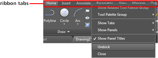 To Undock The Ribbon - Autocad Undock (574x234), Png Download