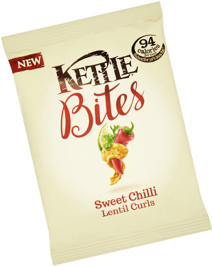 Kettle Bites Sweet Chilli Lentil Curls 22g (332x395), Png Download