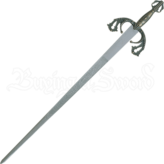 Decorative El Cid Broadsword - Gold Hilt Sword (550x550), Png Download