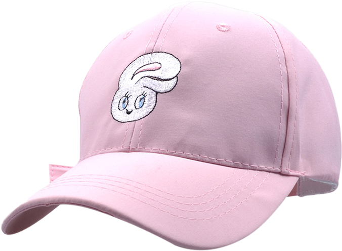 Baseball Hat With Cartoon Rabbit Head Embroidery - Women Hats Little Rabbit Embroidery Long Tail Baseball (700x931), Png Download