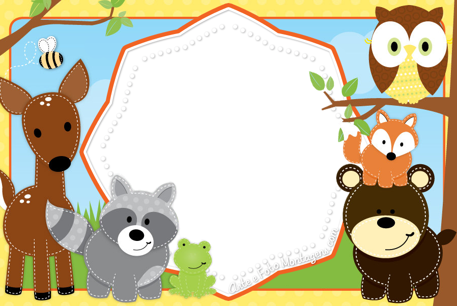 Molduras - Molduras - Molduras - Molduras - Molduras - Moldura Animais Da Floresta (898x602), Png Download