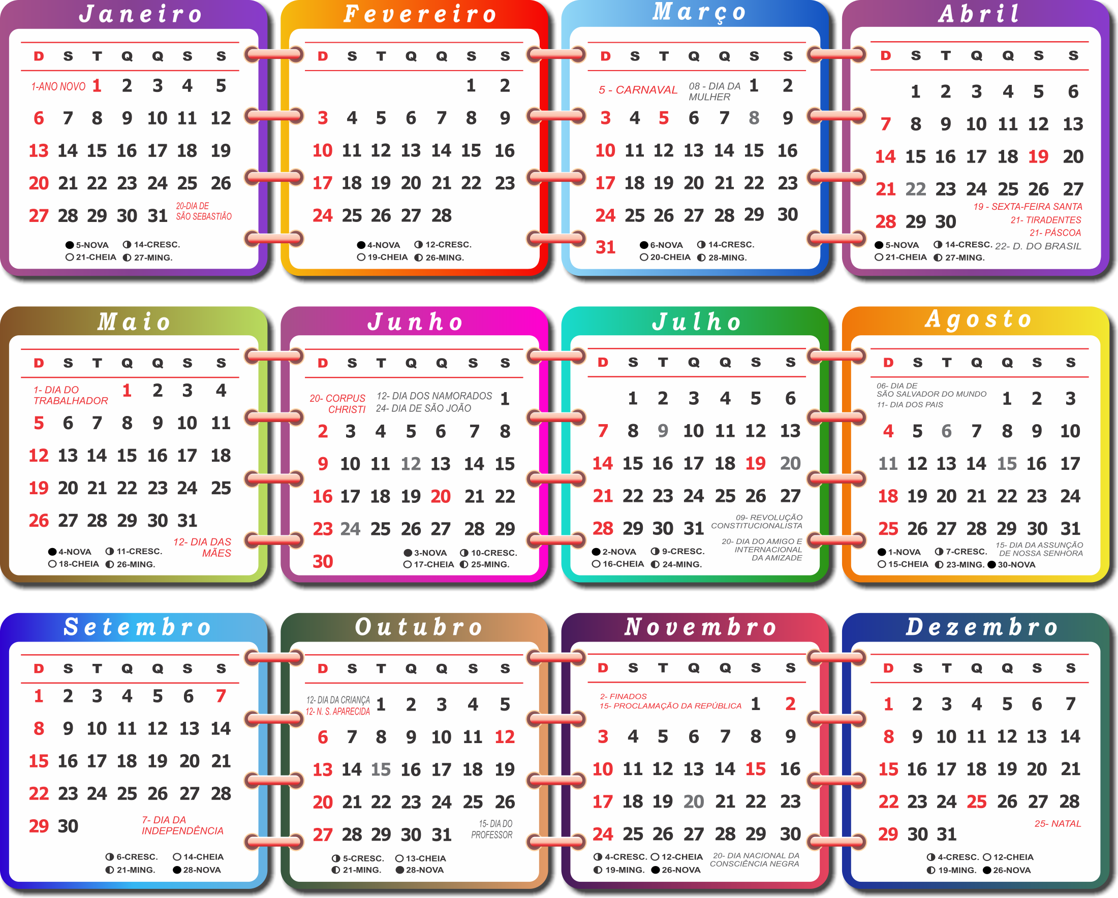 Base Calendã¡rio 2019 Infantil Colorida - Calendário 2019 Com Feriados (2200x1768), Png Download