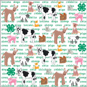 4 H Animals Scrapbook Paper Ls252 - 4 H Clover (400x300), Png Download