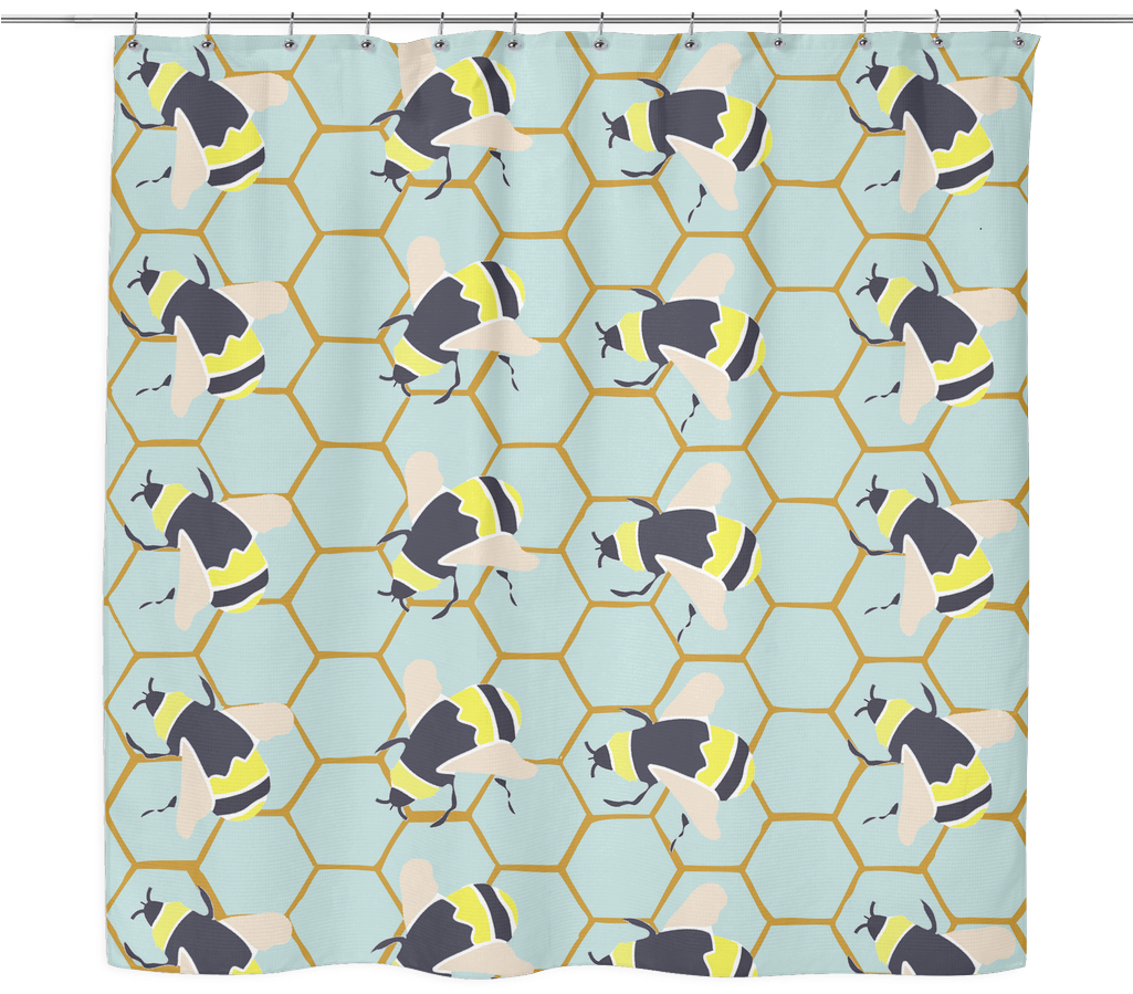 Bee Shower Curtain Plain Ideas Bumble Bee Shower Curtain - Curtain (1024x1024), Png Download