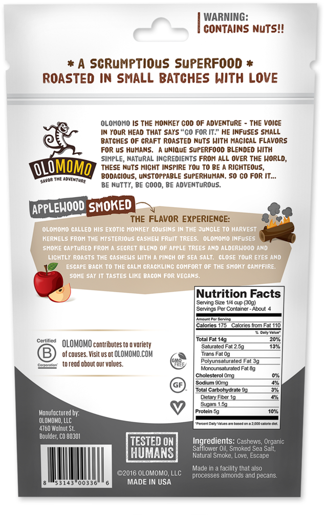 Applewood Smoked Cashews - Olomomo Nut 220115 1 25 Oz Applewood Smoke Cashews (768x1024), Png Download