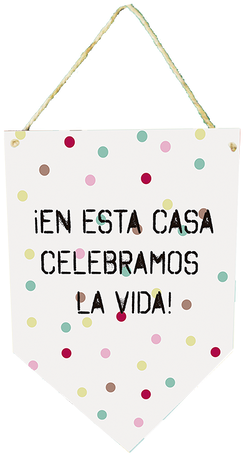 Banderín En Mdf Con Cuerda Para Colgar 30 X 20 Cm - Polka Dot (498x498), Png Download