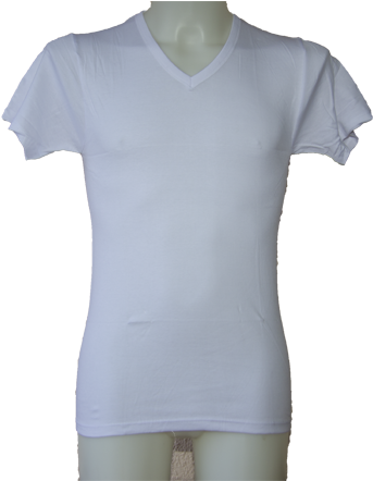 Camiseta Blanca De Cuello En V De Manga Corta - Modelos Co Camisetas Blanca Png (354x441), Png Download