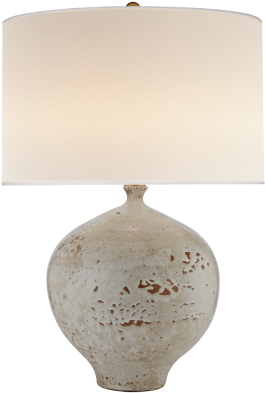 Gaios Table Lamp In Pharaoh White With Linen Shade - Visual Comfort Arn 3610phw-l Aerin Casual Gaios Table (398x597), Png Download
