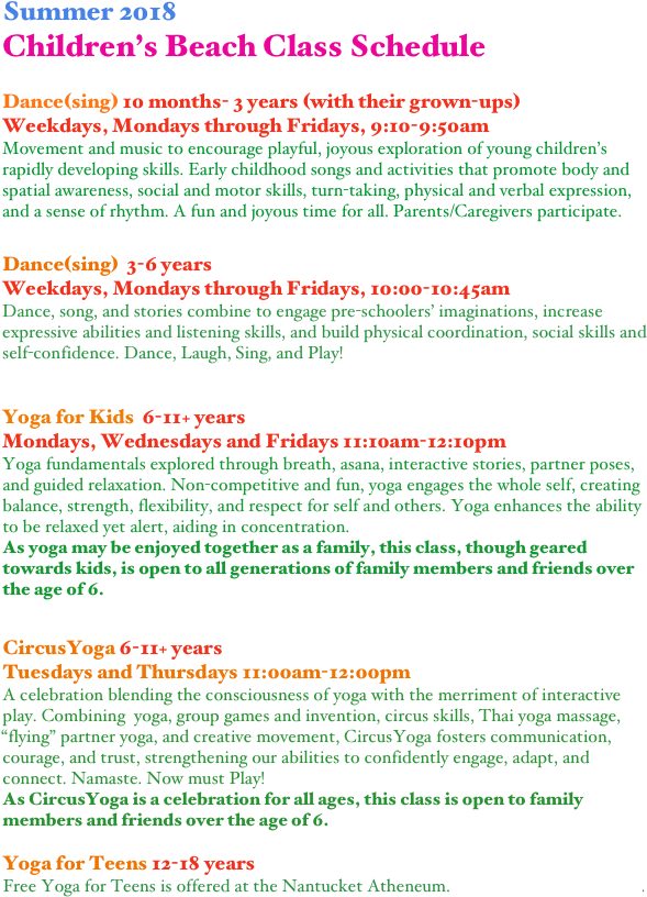 Summer 2018 Children's Beach Class Schedule Dance 10 - Wonderful Summer (614x1165), Png Download