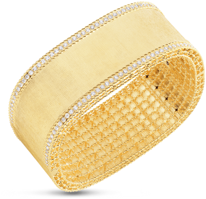 Roberto Coin Bangle With Diamond Edges - Bangle (800x800), Png Download
