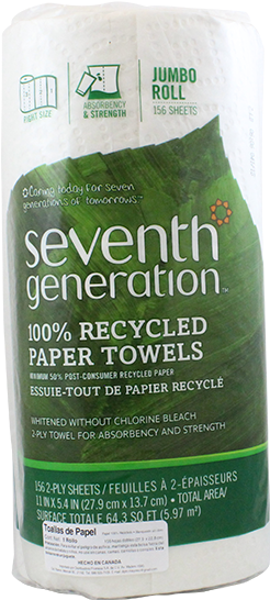 Seventh Generation, Toallas Blancas De Papel Reciclado, - Seventh Generation 100% Recycled Paper Towels, White (600x700), Png Download