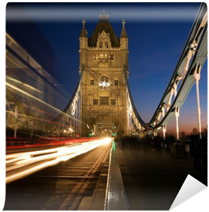 Tower Bridge With Motion Blur Of Passing Double Decker - Suspension Bridge (400x400), Png Download