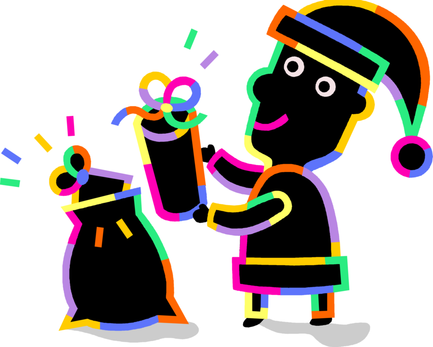 Vector Illustration Of Santa Claus With Christmas Sack - Cartoon (873x700), Png Download