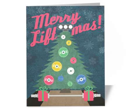 Weightlifters Christmas Tree Card - Crossfit Christmas Tree (480x384), Png Download