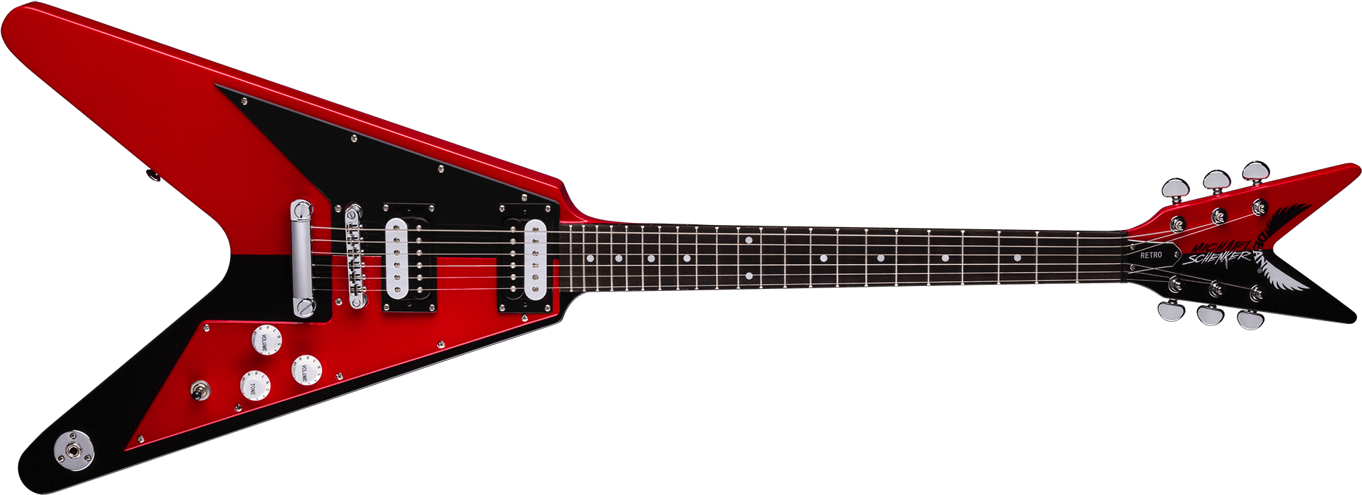 Dean Guitars Image - Dean Michael Schenker Red And Black (2000x800), Png Download