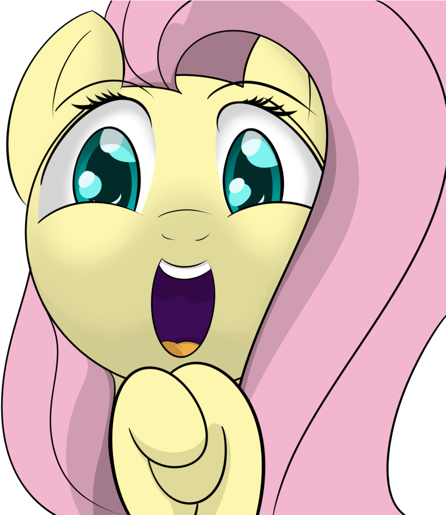 Datapony, Bust, Female, Fluttershy, Happy, Hooves Together, - Fluttershy (1024x1024), Png Download