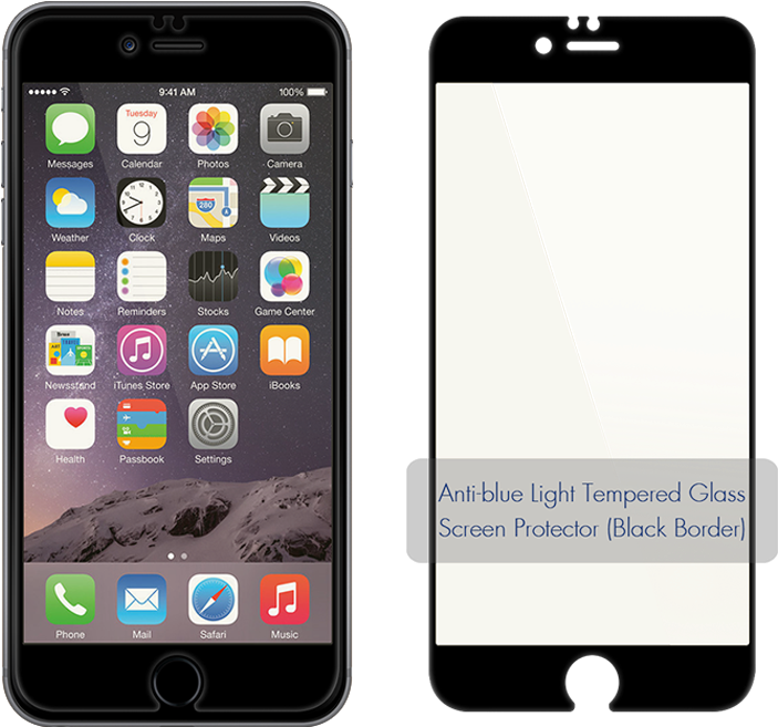 Anti-blue Light Tempered Glass Screen Protector - Bitmap Image Of Iphone (1000x1000), Png Download