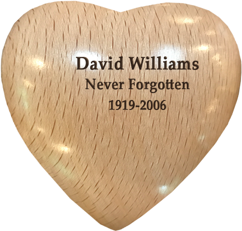 Oak Wood Heart Keepsake Engraved With Block Font - Heart (500x500), Png Download