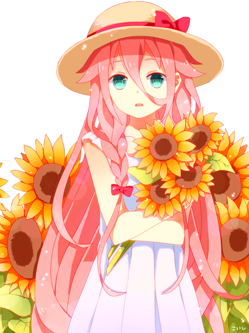 Sunflower Girl Render By Lraskie - Render Anime Girl Flower (500x667), Png Download