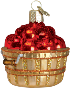 Old World Christmas Apple Basket Ornament (350x350), Png Download