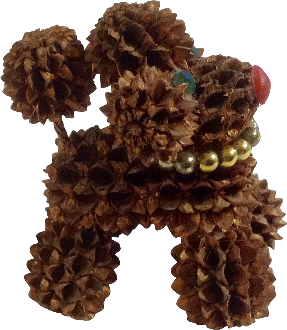 Vintage Poodle Dog Real Miniature Pinecones With Rhinestone - Pond Pine (1118x1118), Png Download