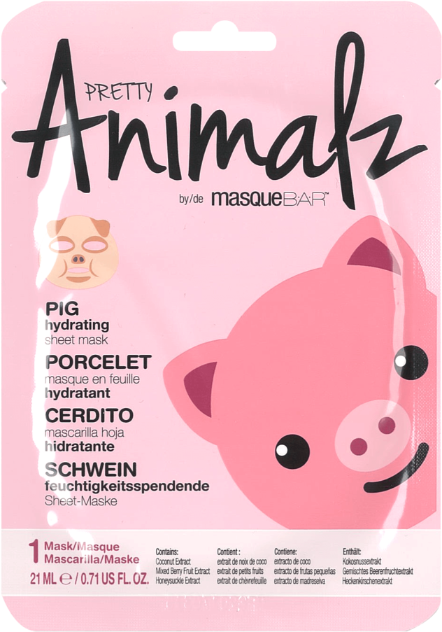 Pig Hydrating Mask - Pretty Animalz Sheet Mask (800x1037), Png Download