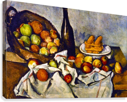 Apple Basket By Cezanne Canvas Print - Paul Cezanne Still Life With Basket Of Apples C 1893 (428x344), Png Download