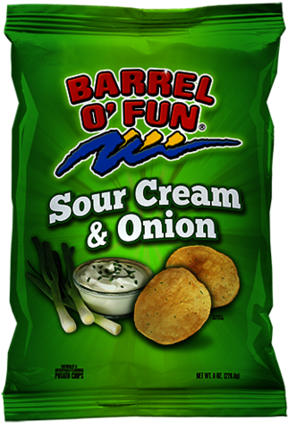 Barrel O Fun Sour Cream & Onion Potato Chips - Barrel O Fun (400x534), Png Download