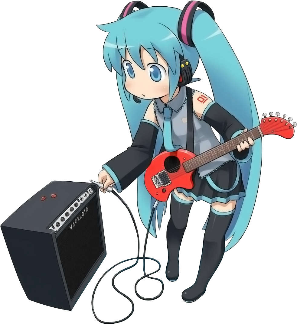 ) Pss Akan Membagikan Png Png Apa Hatsune Miku - Miku Hatsune And Guitar (991x1081), Png Download