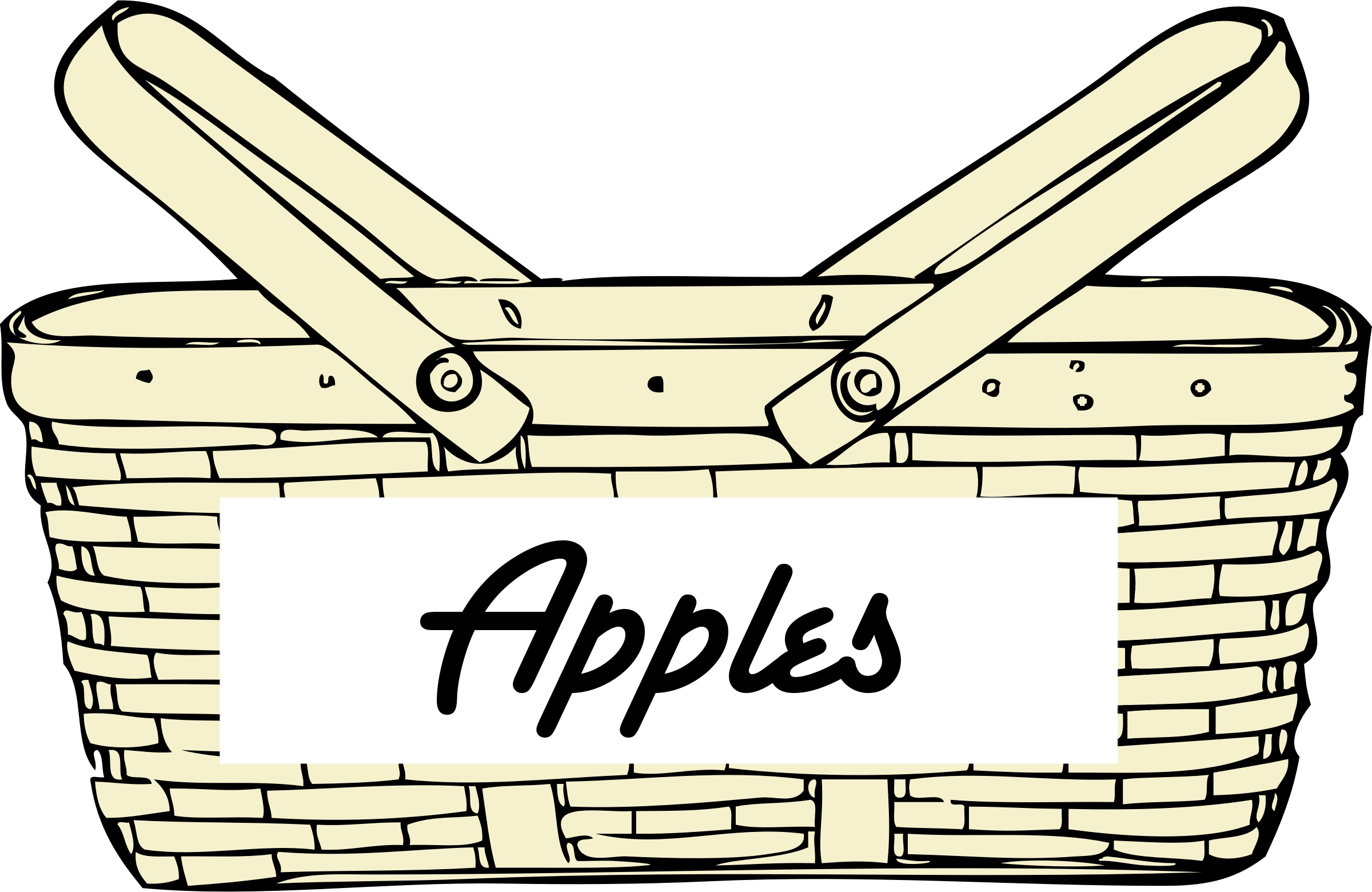 Basket Apple - Picnic Basket Black And White (2400x1560), Png Download