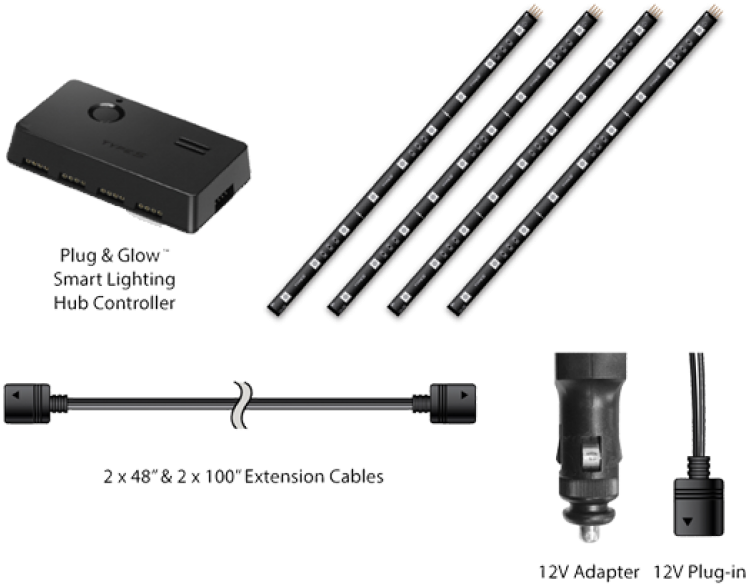48” Deluxe Plug&glow Smart Lighting Kit, Multi-color - Smart Lighting (1000x1000), Png Download