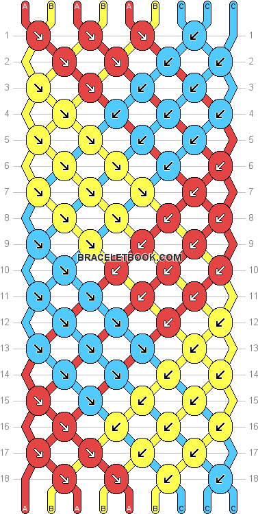 Download Preview - Friendship Bracelet Patterns 16 Strings (392x756), Png Download