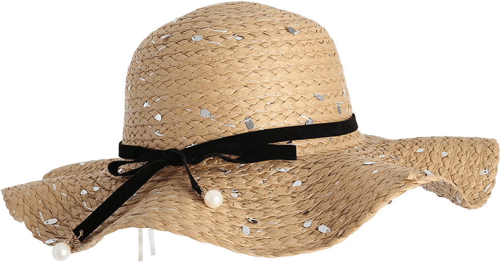 Wholesale Detachable Ribbon Bowknot Sequin Straw Hat - Straw Hat (1000x1330), Png Download